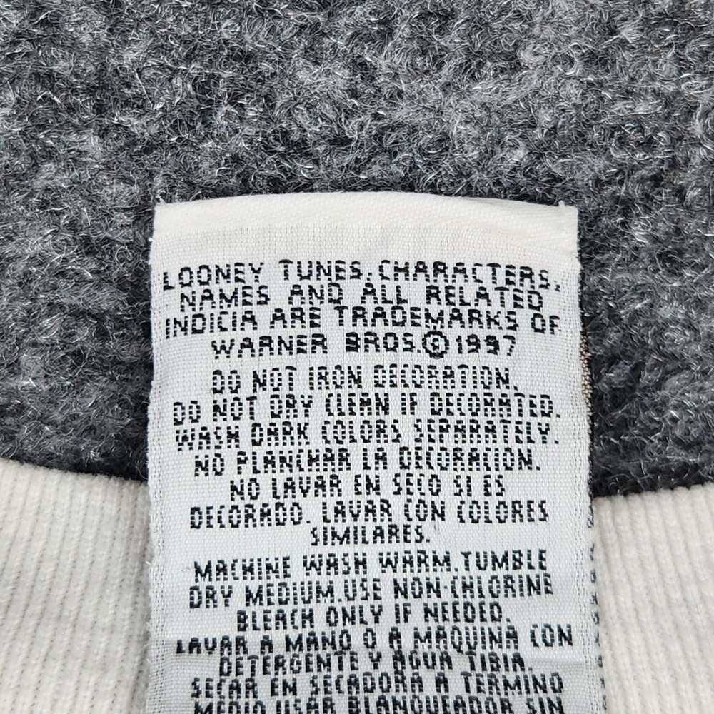 Vintage Looney Tunes Taz Sweatshirt Mens Large White Crewneck Fleece Cartoon 90s - Picture 3 of 9